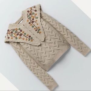 Zara embroidered collar sweater